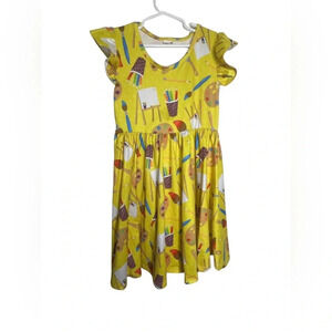 Boutique girls yellow art supply milk silk dress sz 4xl 7-8